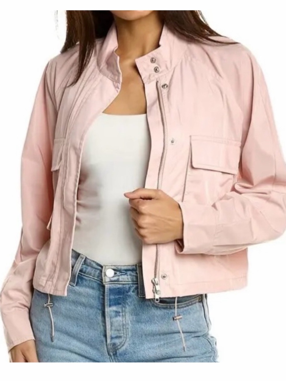 ATM Anthony Thomas Melillo Blush Pink Cropped Utility Jacket